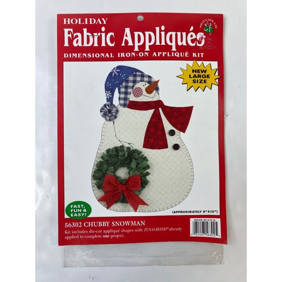 Holiday Fabric Appliqué Kits Snowman Santa Angel Dimensional Easy Iron-On Craft - Picture 6 of 7